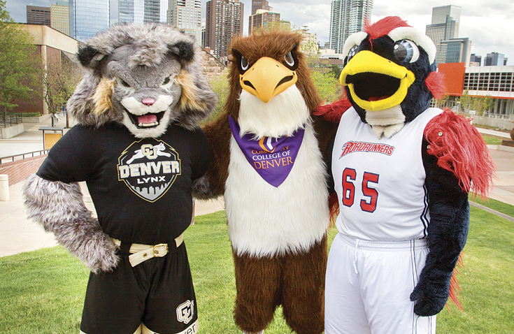 mascots from UCD, CCD and MSU Denver